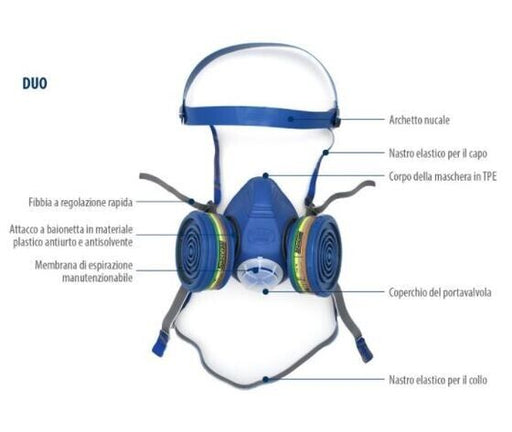 SEMIMASCHERA SPASCIANI KIT DUETTA PER USO PROLUNGATO + FILTRI P3