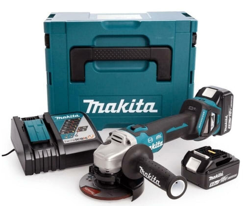 SMERIGLIATRICE MAKITA + 2 BATTERIE 5AH + CARICABATTERIE DGA 513RTJ MAKPAC