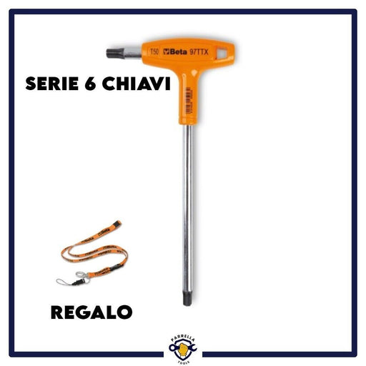 SERIE CHIAVI TORX CON IMPUGNATURA BETA 6PEZZI 97TTX/S6 T10-T15-T20-T25-T30-T40